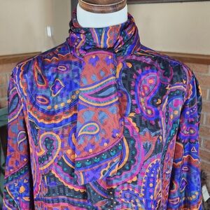 Vintage Lady Manhattan Bold Print Blouse Size 12